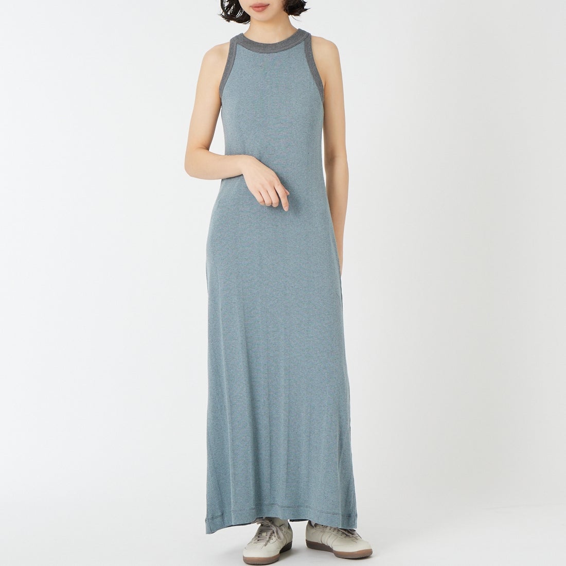 Robert P.Miller [ロバートピーミラー] パネルリブアメリカンスリーブワンピース [RM241-2168] CLOUD &&モデル身長：162cm 着用サイズ：F&&