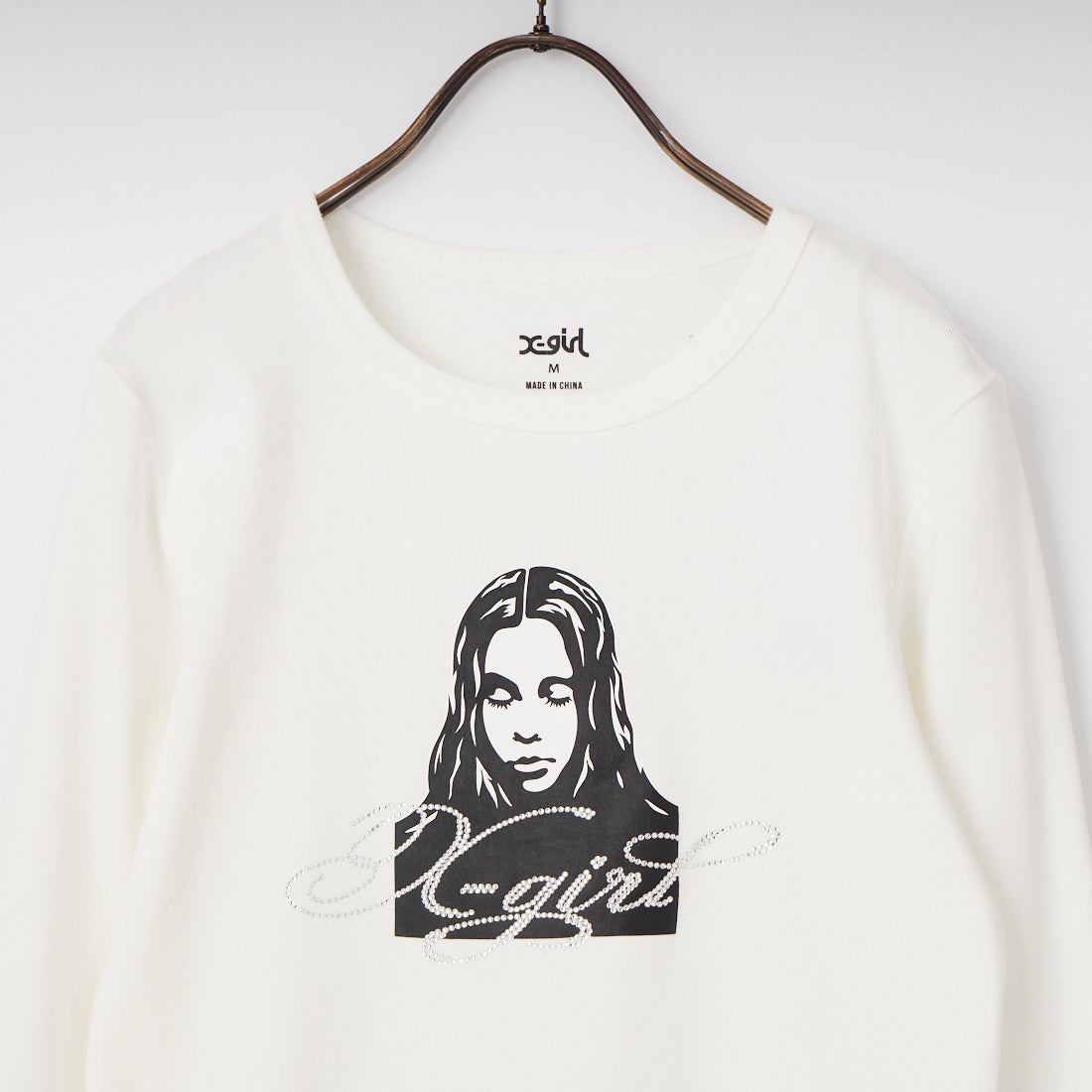 X-girl [エックスガール] ラインストーン コンパクトTシャツ [105261011006] WHITE