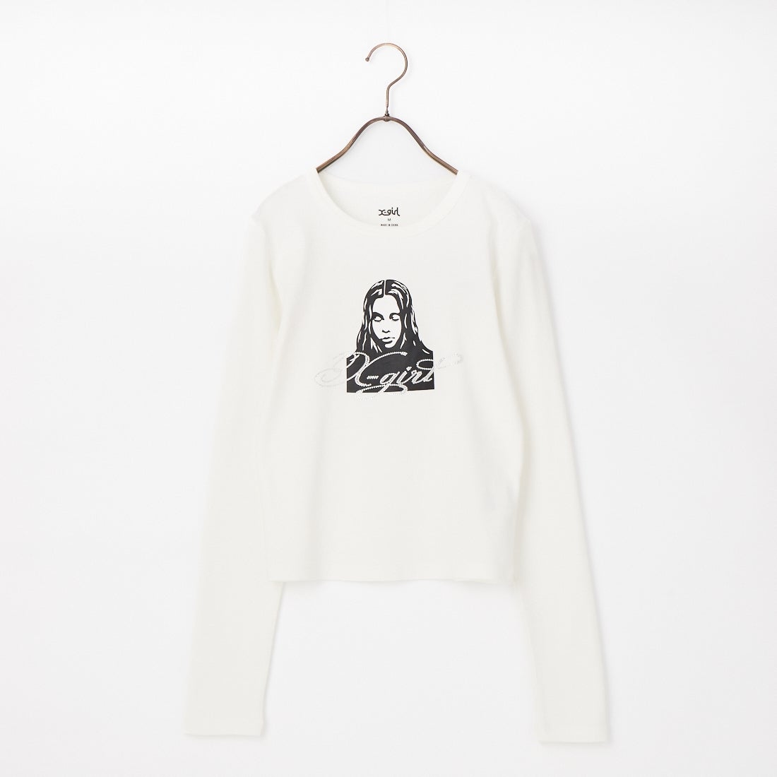 X-girl [エックスガール] ラインストーン コンパクトTシャツ [105261011006] WHITE