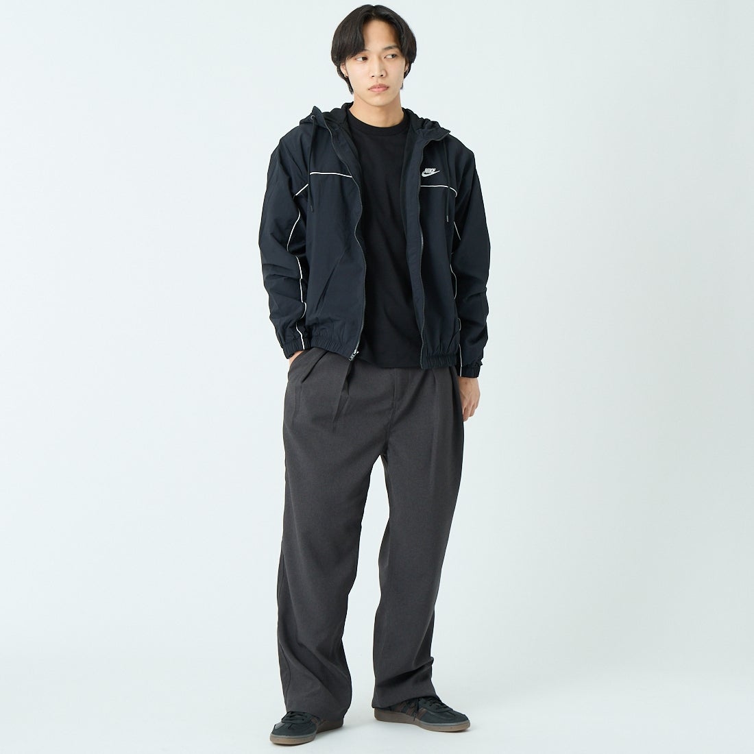 NIKE [ナイキ] メンズ フーデッドジャケット [HJ2013] 010ﾌﾞﾗｯｸ &&モデル身長：179cm 着用サイズ：M&&