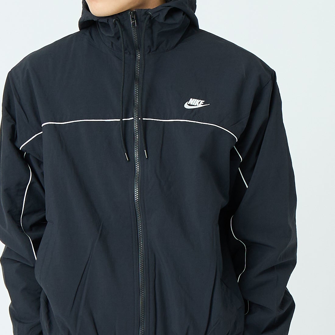 NIKE [ナイキ] メンズ フーデッドジャケット [HJ2013] 010ﾌﾞﾗｯｸ &&モデル身長：179cm 着用サイズ：M&&