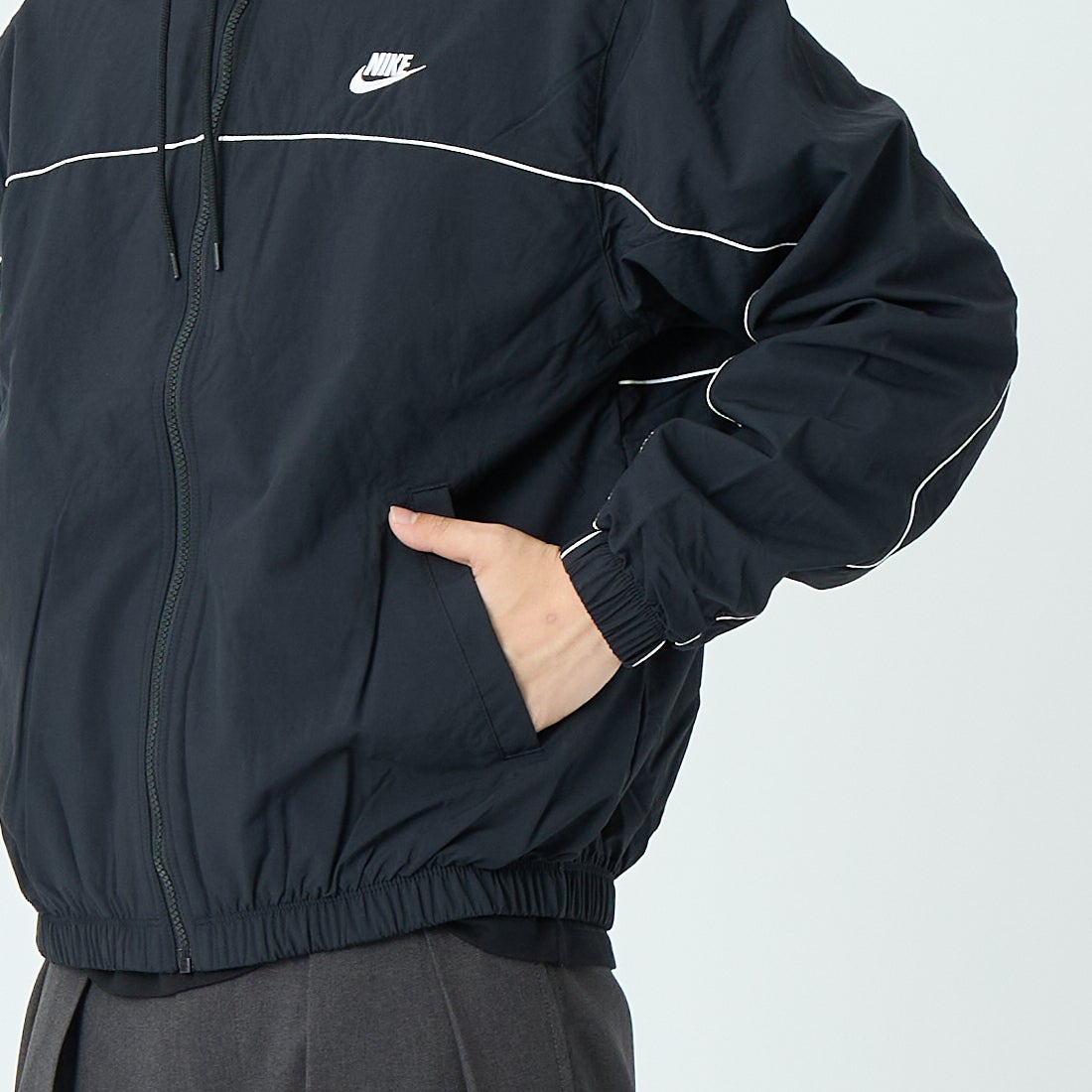 NIKE [ナイキ] メンズ フーデッドジャケット [HJ2013] 010ﾌﾞﾗｯｸ &&モデル身長：179cm 着用サイズ：M&&