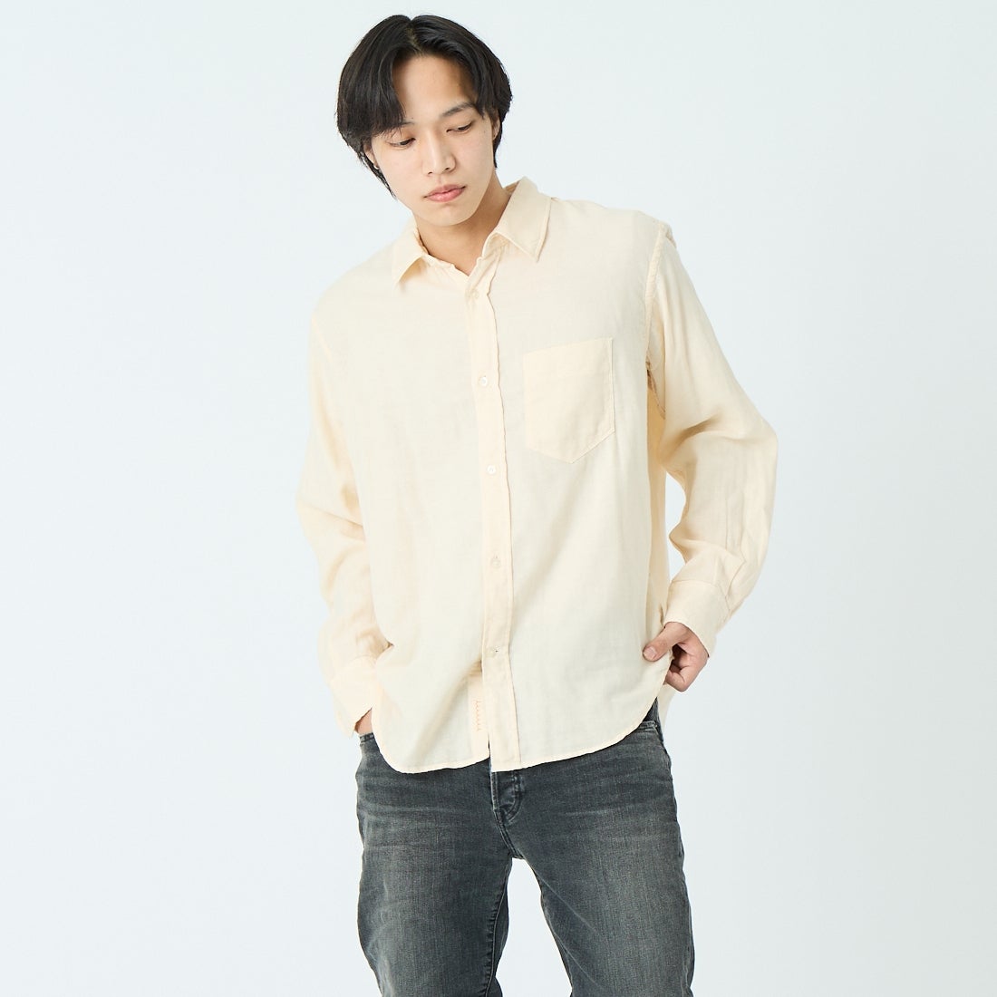 YANUK [ヤヌーク] スタンダードシャツ [57261802] ICR &&モデル身長：179cm 着用サイズ：L&&