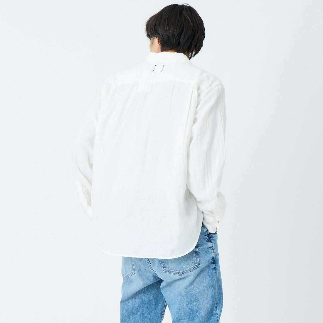 YANUK [ヤヌーク] スタンダードシャツ [57253801] WHITE &&モデル身長：179cm 着用サイズ：L&&