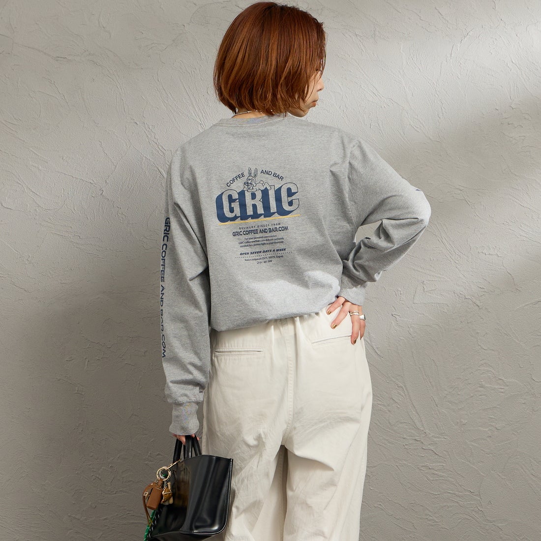 THE SHINZONE [ザ シンゾーン] GRIC ロングスリーブTシャツ [26SMSCU11] 06 GRAY &&モデル身長：158cm 着用サイズ：F0&&