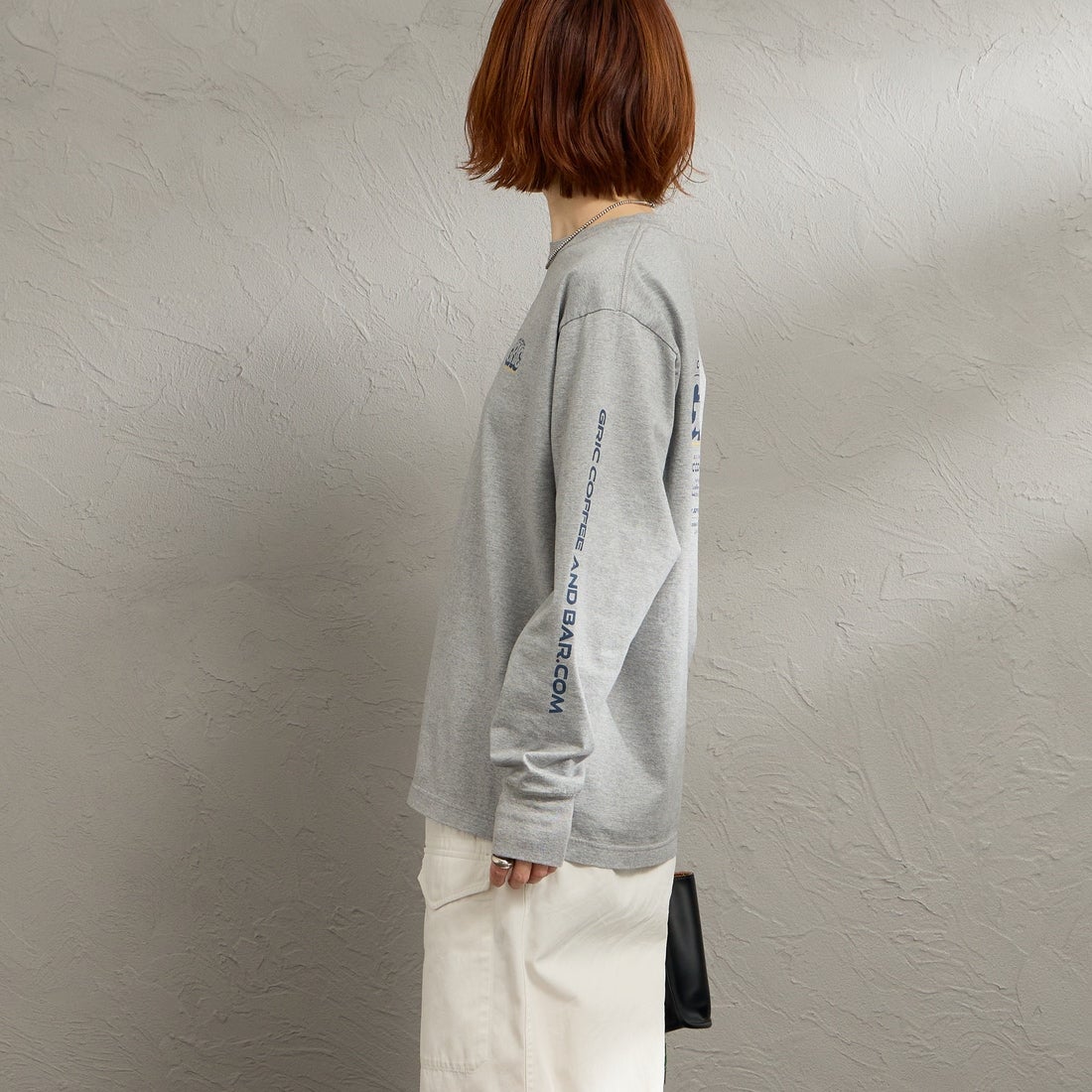 THE SHINZONE [ザ シンゾーン] GRIC ロングスリーブTシャツ [26SMSCU11] 06 GRAY &&モデル身長：158cm 着用サイズ：F0&&