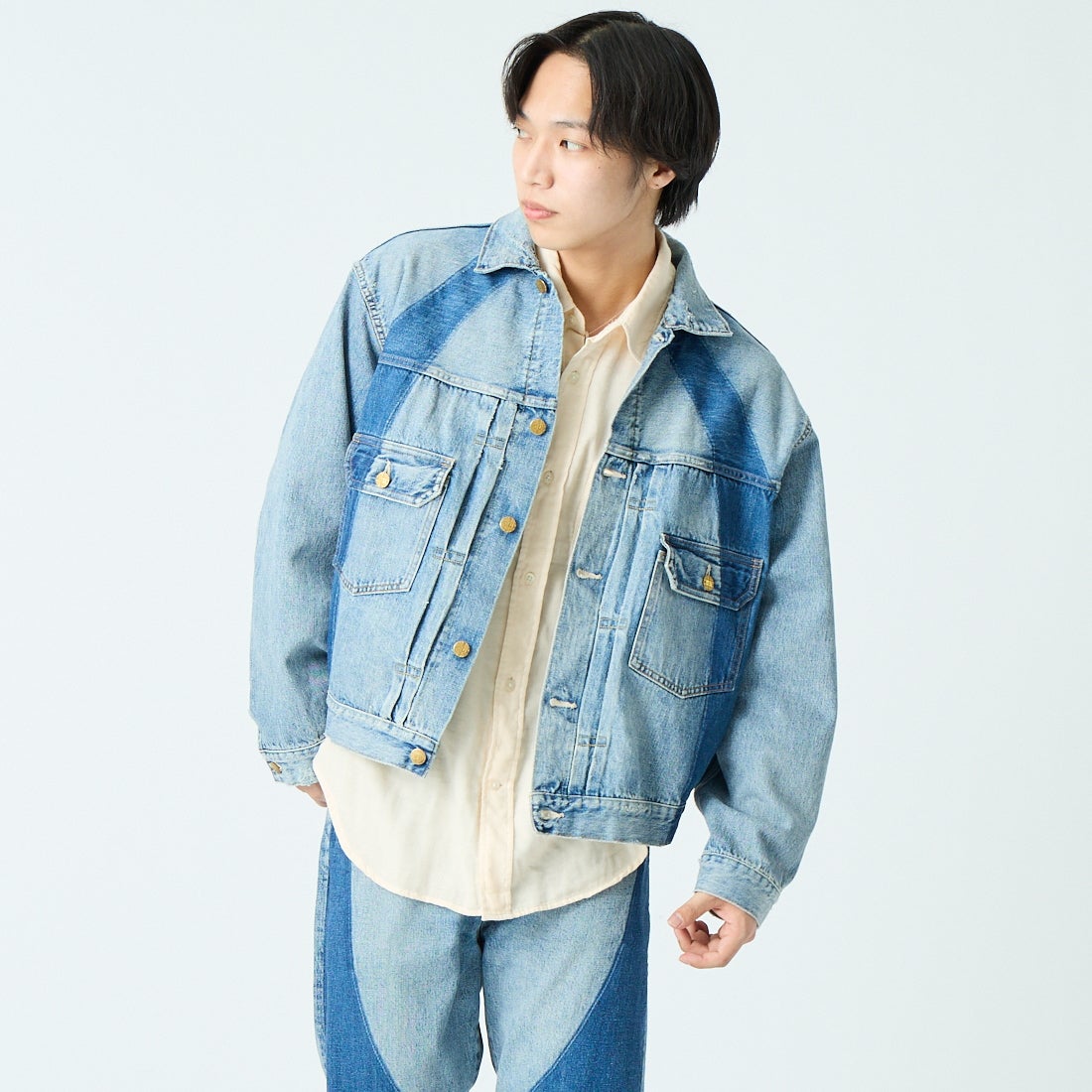 Dear BORO [ディアボロ] 1985 デニムジャケット [793-6155003] 110 BLUE &&モデル身長：179cm 着用サイズ：2&&