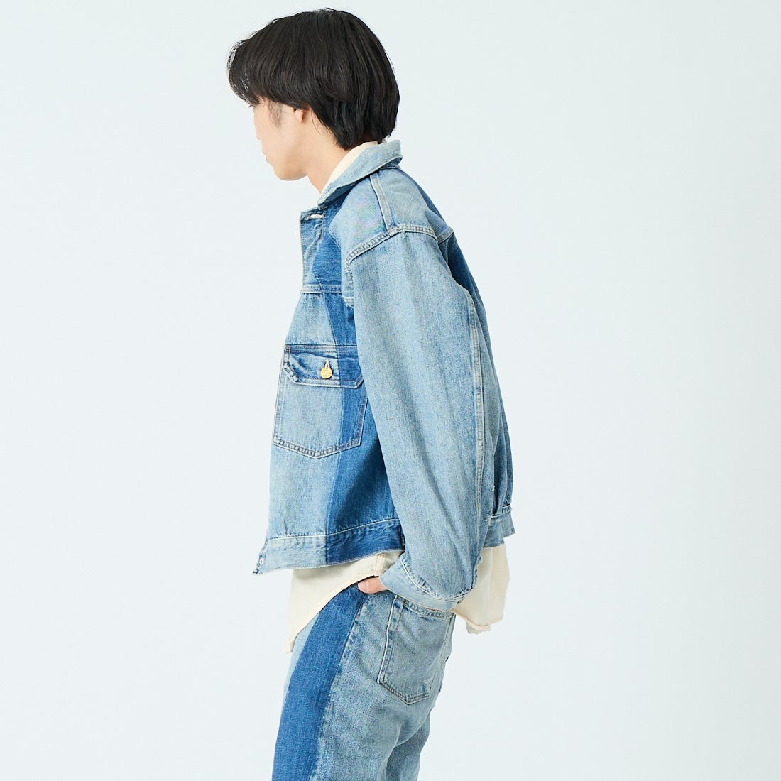 Dear BORO [ディアボロ] 1985 デニムジャケット [793-6155003] 110 BLUE &&モデル身長：179cm 着用サイズ：2&&