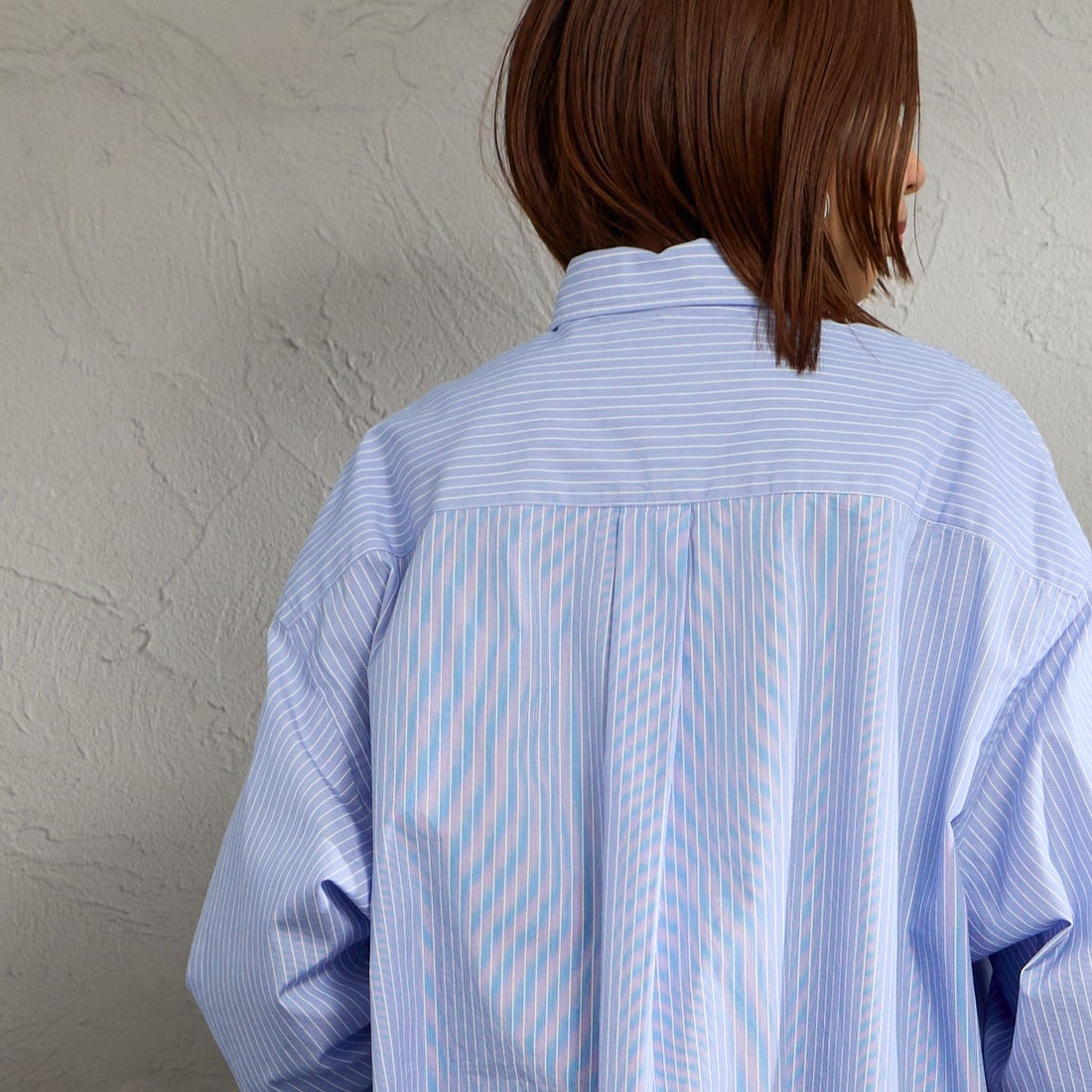 Gymphlex [ジムフレックス] ショートボタンダウンシャツ [GY-B0198CBK] BLU/WH ST &&モデル身長：159cm 着用サイズ：14&&