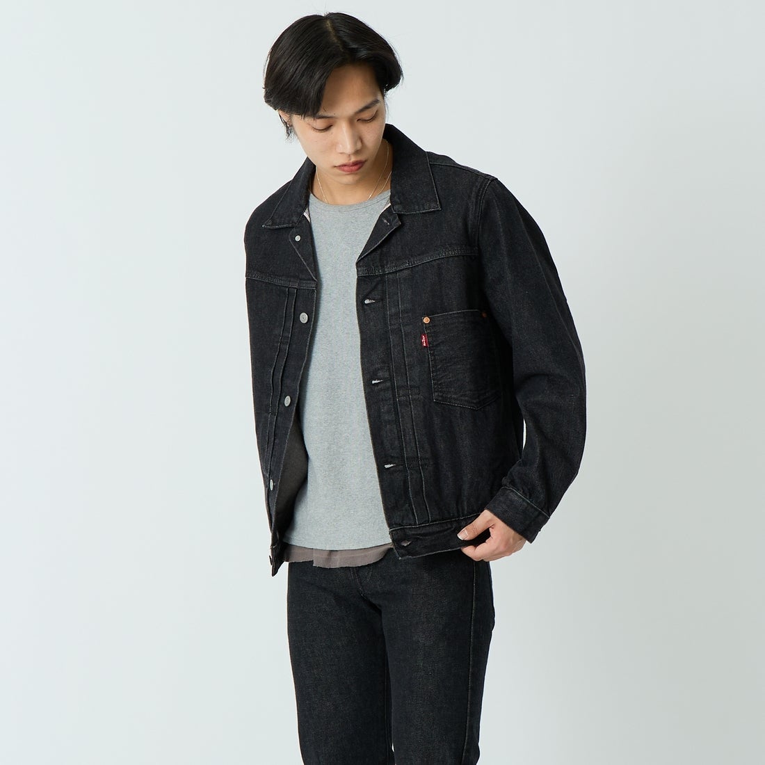 LEVI'S [リーバイス] TYPE1 トラッカージャケット [007X8-00] 00 BIG STE &&モデル身長：179cm 着用サイズ：M&&