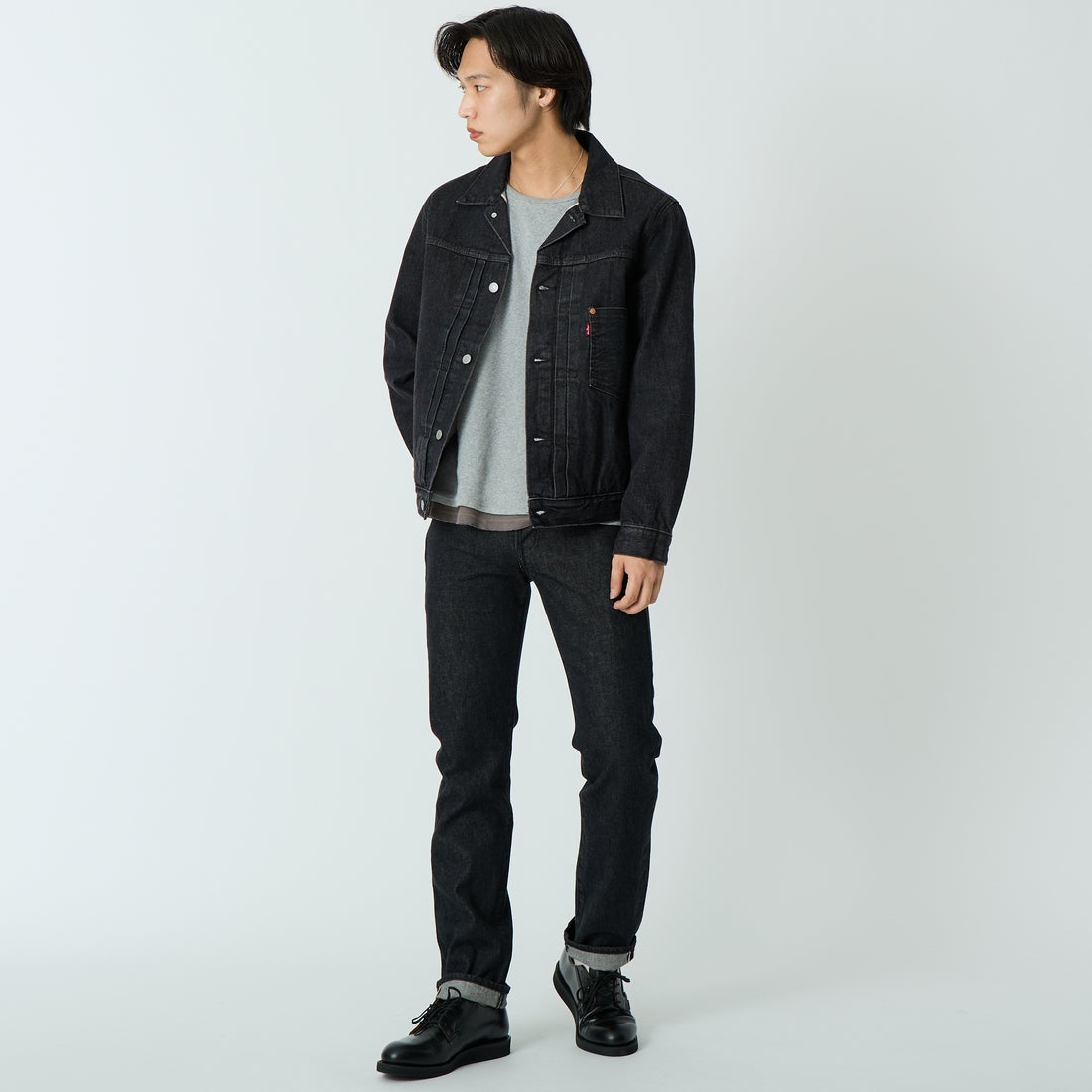 LEVI'S [リーバイス] TYPE1 トラッカージャケット [007X8-00] 00 BIG STE &&モデル身長：179cm 着用サイズ：L&&
