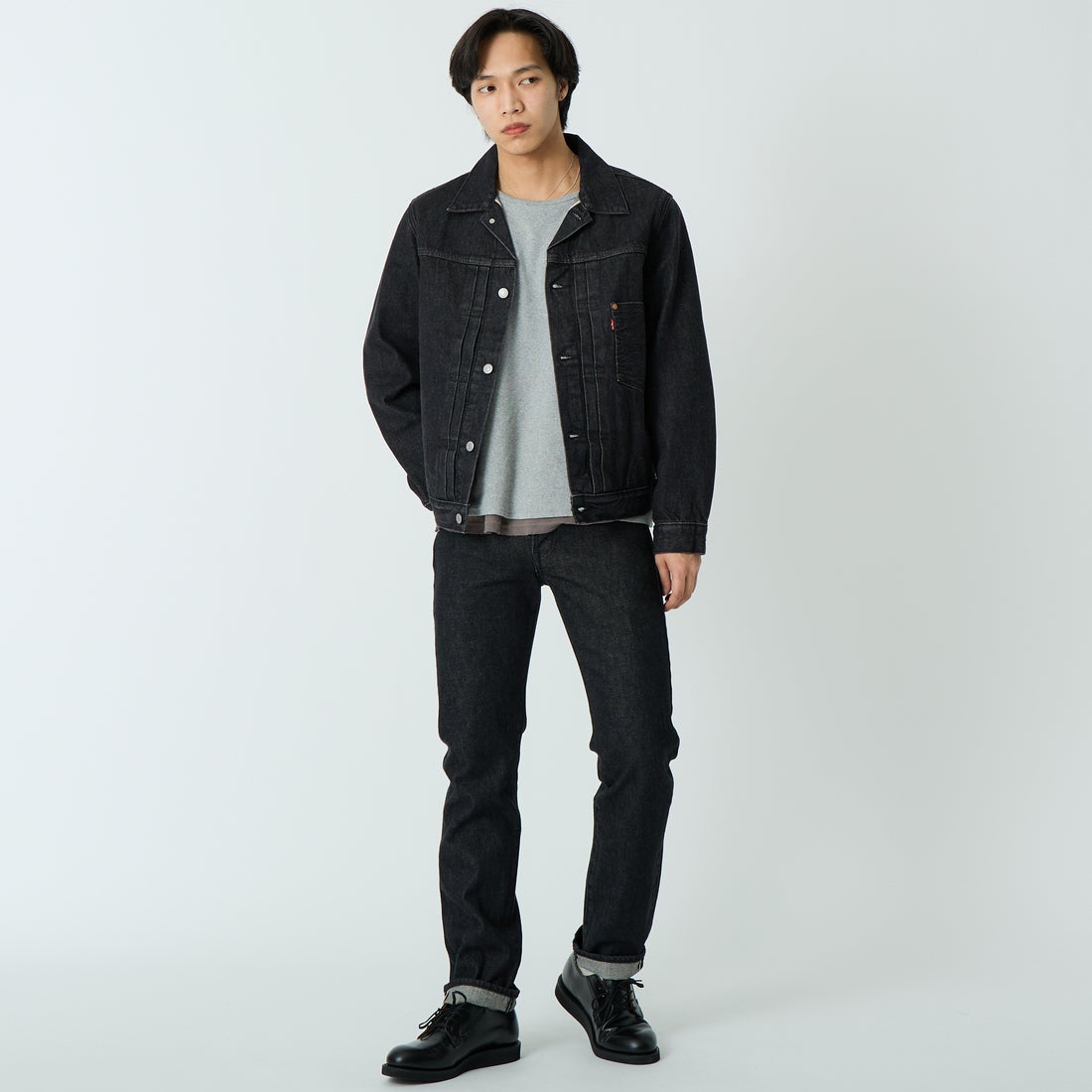LEVI'S [リーバイス] TYPE1 トラッカージャケット [007X8-00] 00 BIG STE &&モデル身長：179cm 着用サイズ：L&&