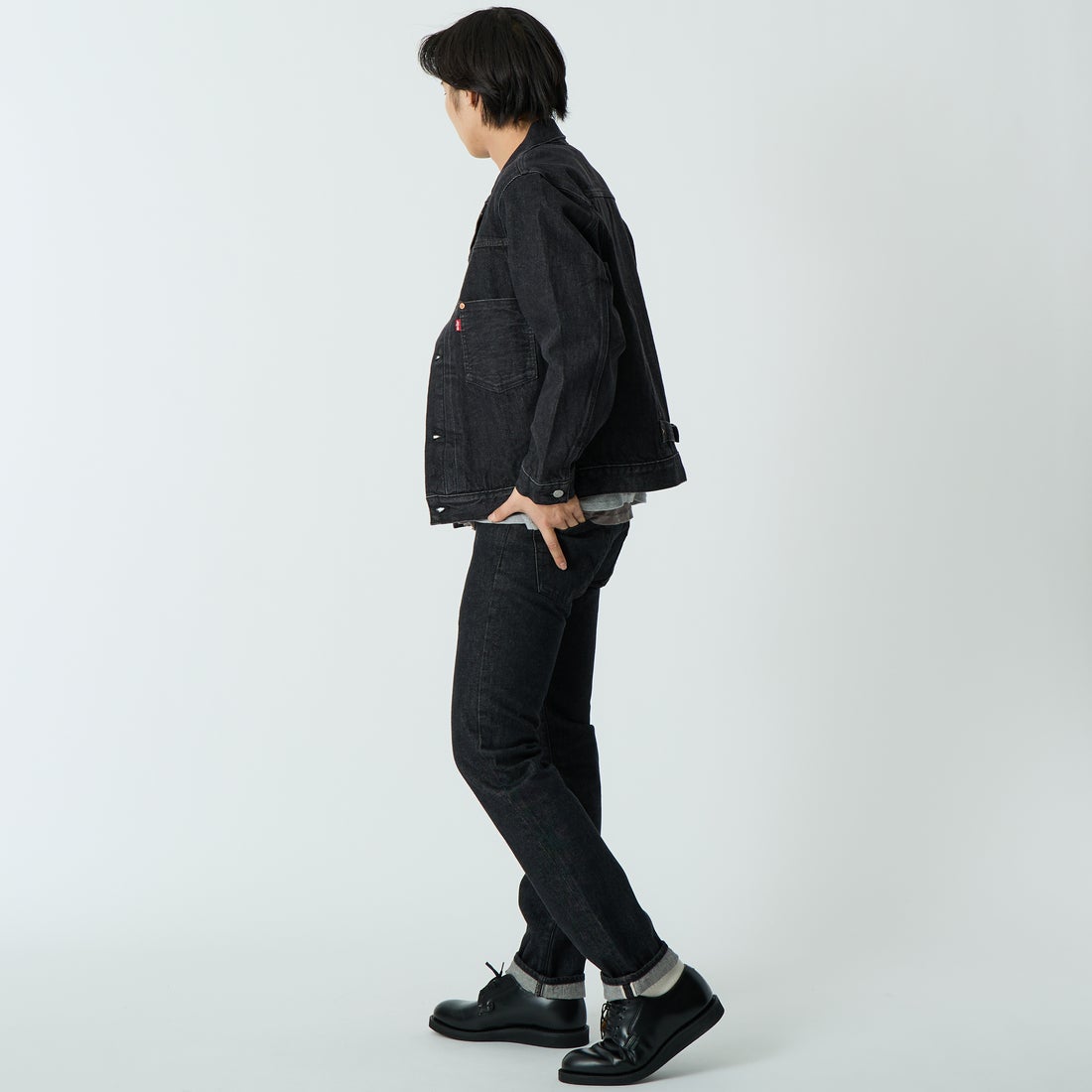 LEVI'S [リーバイス] TYPE1 トラッカージャケット [007X8-00] 00 BIG STE &&モデル身長：179cm 着用サイズ：L&&