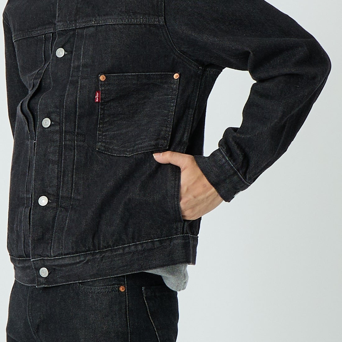 LEVI'S [リーバイス] TYPE1 トラッカージャケット [007X8-00] 00 BIG STE &&モデル身長：179cm 着用サイズ：L&&