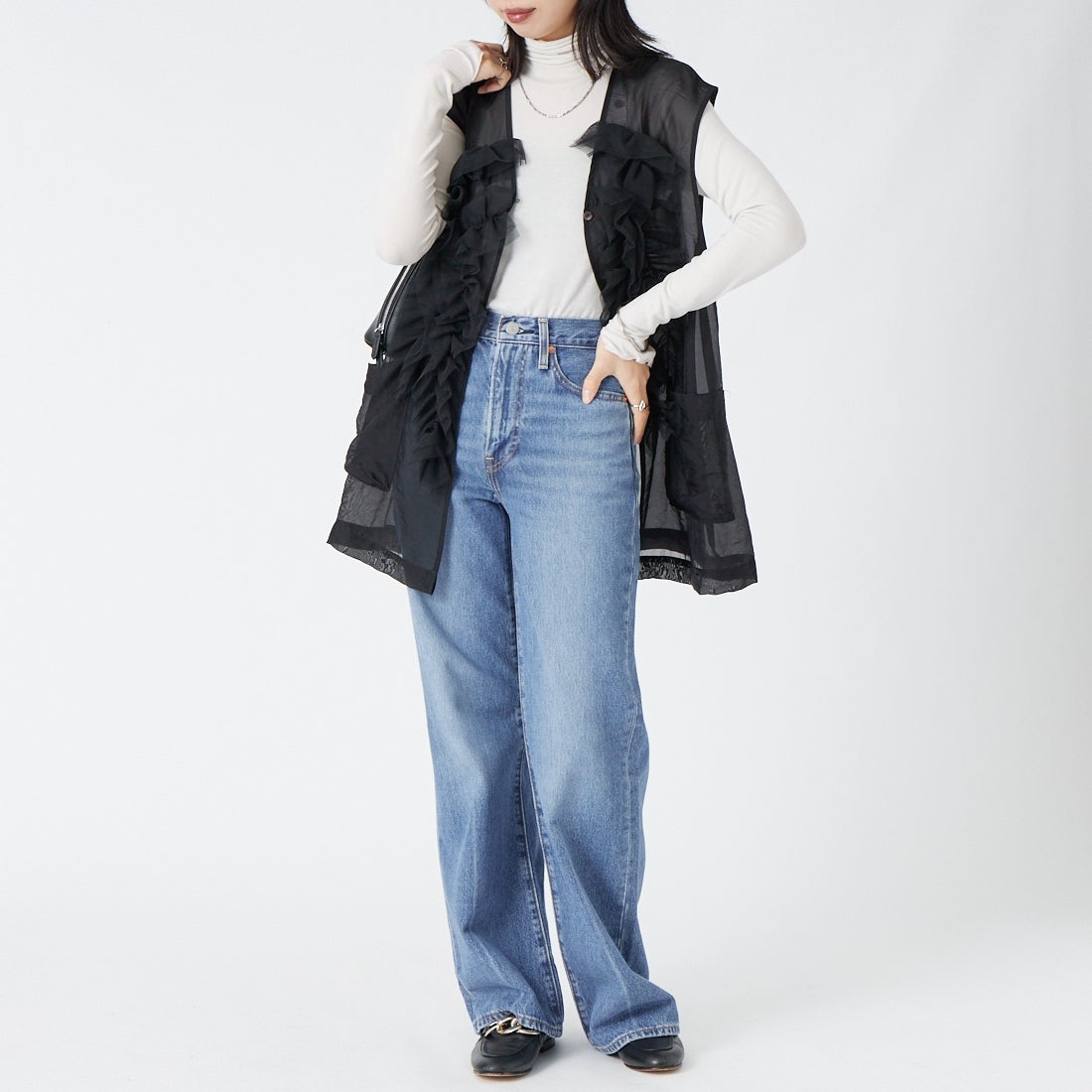 LEVI'S [リーバイス] リブケージ ワイドレッグ ジーンズ [A6081-00] 20 NOT THE &&モデル身長：162cm 着用サイズ：24&&