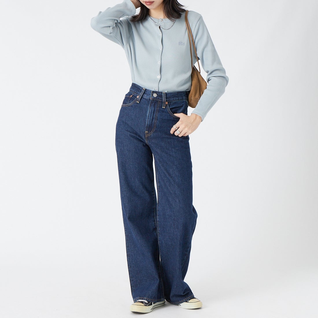 LEVI'S [リーバイス] リブケージ ワイドレッグ ジーンズ [A6081-00] 19 SHADED &&モデル身長：162cm 着用サイズ：24&&