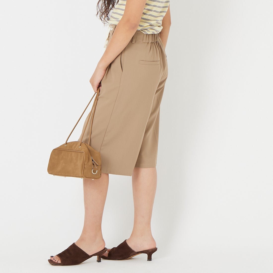 CLOCHE [クロシェ] バミューダパンツ [61286544] ﾍﾞｰｼﾞｭ &&モデル身長：162cm 着用サイズ：2&&