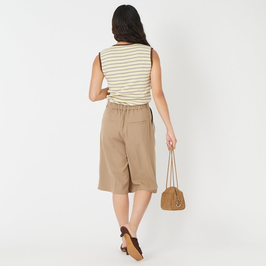 CLOCHE [クロシェ] バミューダパンツ [61286544] ﾍﾞｰｼﾞｭ &&モデル身長：162cm 着用サイズ：2&&