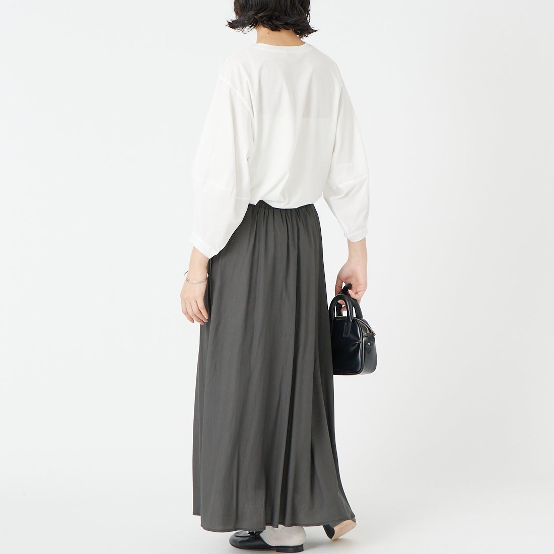 Jf Ready Made [ジェイエフレディメイド] エアリースカート [963-19250] 08 ﾁｬｺｰﾙ &&モデル身長：162cm 着用サイズ：F&&