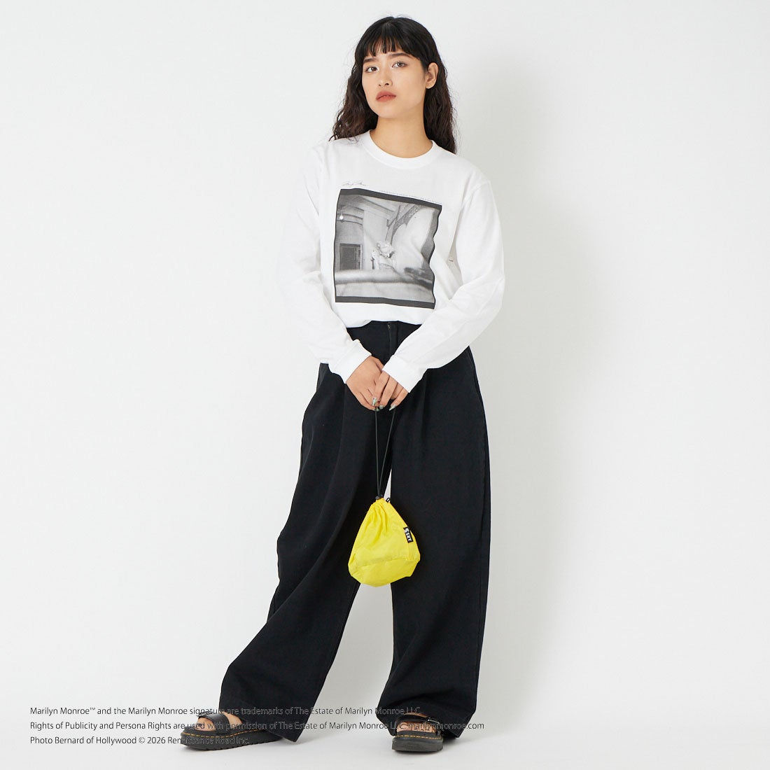 GOOD ROCK SPEED [グッドロックスピード] マリリン・モンロー ロングスリーブTシャツ [26MRM002W] WHITE &&モデル身長：162cm 着用サイズ：F&&