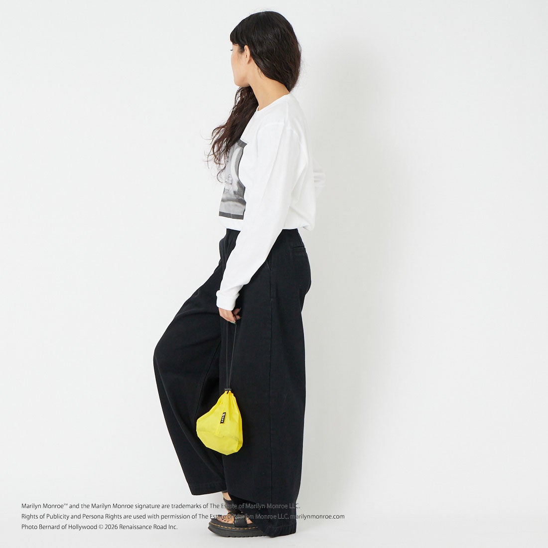 GOOD ROCK SPEED [グッドロックスピード] マリリン・モンロー ロングスリーブTシャツ [26MRM002W] WHITE &&モデル身長：162cm 着用サイズ：F&&