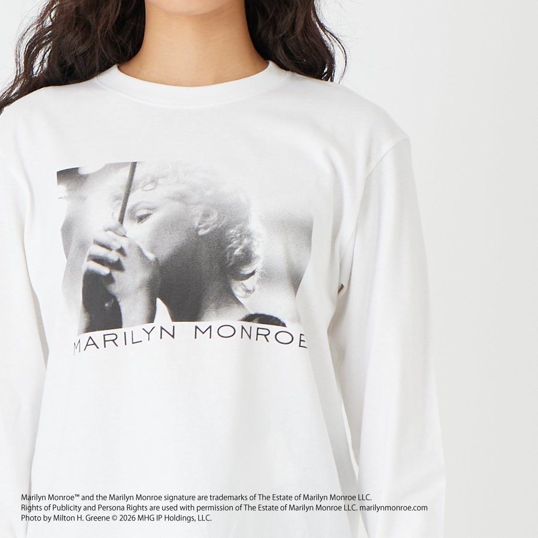 GOOD ROCK SPEED [グッドロックスピード] マリリン・モンロー ロングスリーブTシャツ [26MRM003W] WHITE &&モデル身長：162cm 着用サイズ：F&&