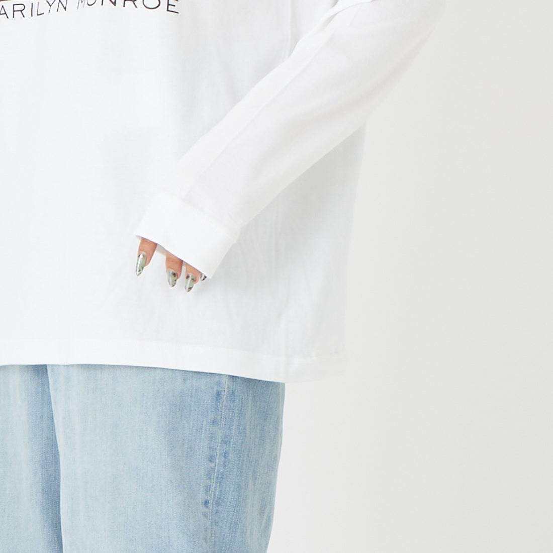 GOOD ROCK SPEED [グッドロックスピード] マリリン・モンロー ロングスリーブTシャツ [26MRM003W] WHITE &&モデル身長：162cm 着用サイズ：F&&