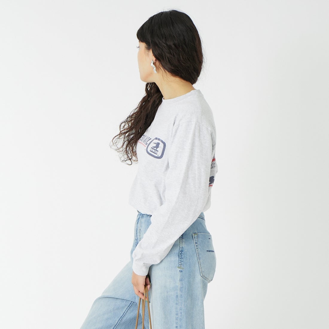GOOD ROCK SPEED [グッドロックスピード] USPS ロングスリーブTシャツ [26USP002W] ASH &&モデル身長：162cm 着用サイズ：F&&