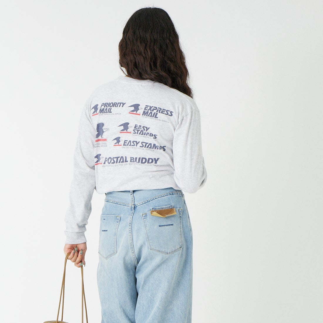 GOOD ROCK SPEED [グッドロックスピード] USPS ロングスリーブTシャツ [26USP002W] ASH &&モデル身長：162cm 着用サイズ：F&&