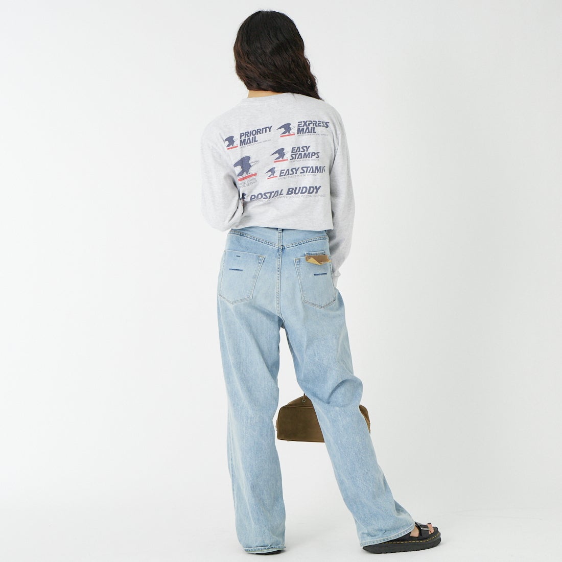 GOOD ROCK SPEED [グッドロックスピード] USPS ロングスリーブTシャツ [26USP002W] ASH &&モデル身長：162cm 着用サイズ：F&&
