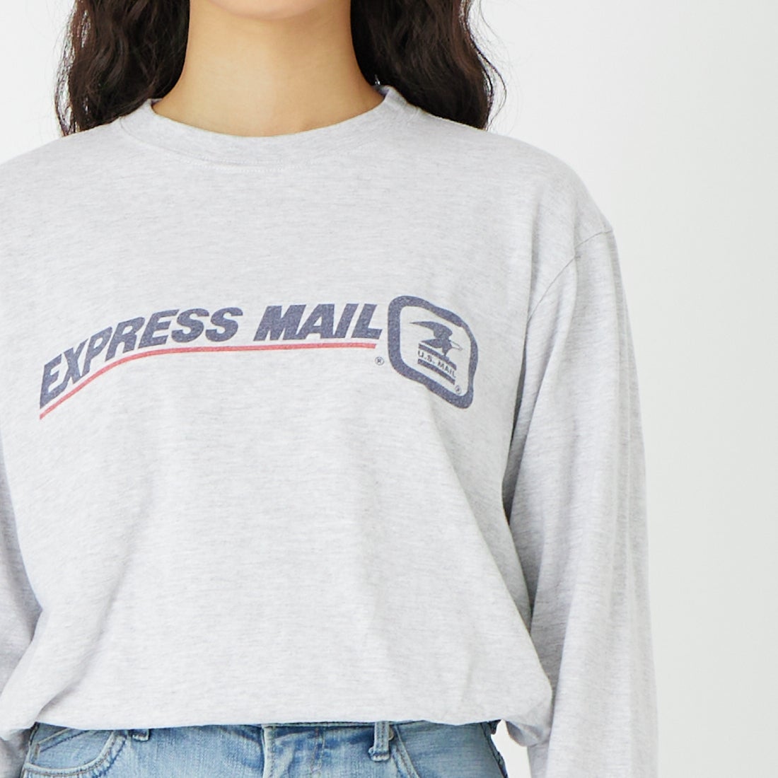 GOOD ROCK SPEED [グッドロックスピード] USPS ロングスリーブTシャツ [26USP002W] ASH &&モデル身長：162cm 着用サイズ：F&&