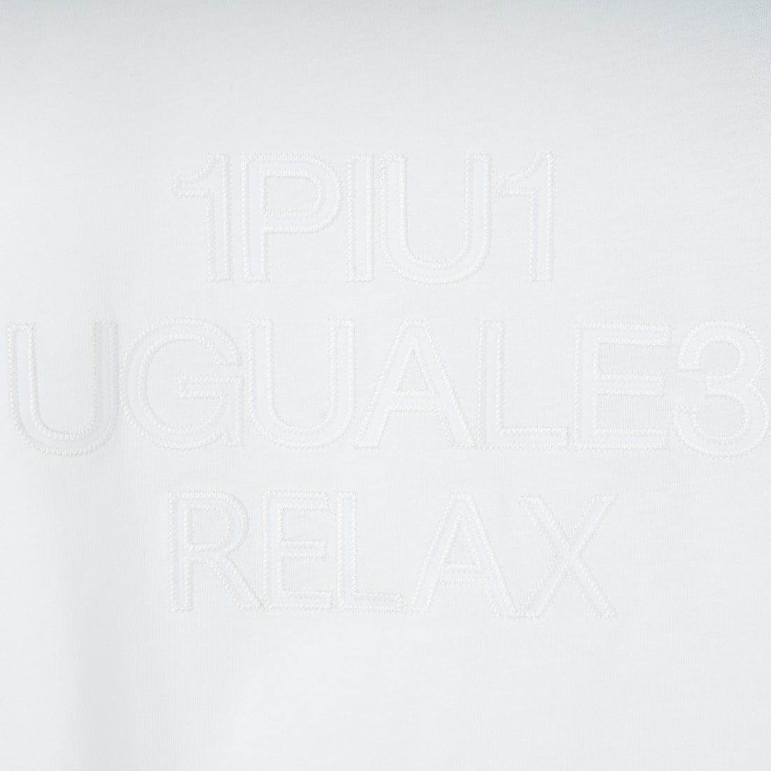 1PIU1UGUALE3 RELAX [ウノ ピゥ ウノ ウグァーレ トレ] ツイルロゴアップリケロングTシャツ [UST-26067] SN10 WHITE