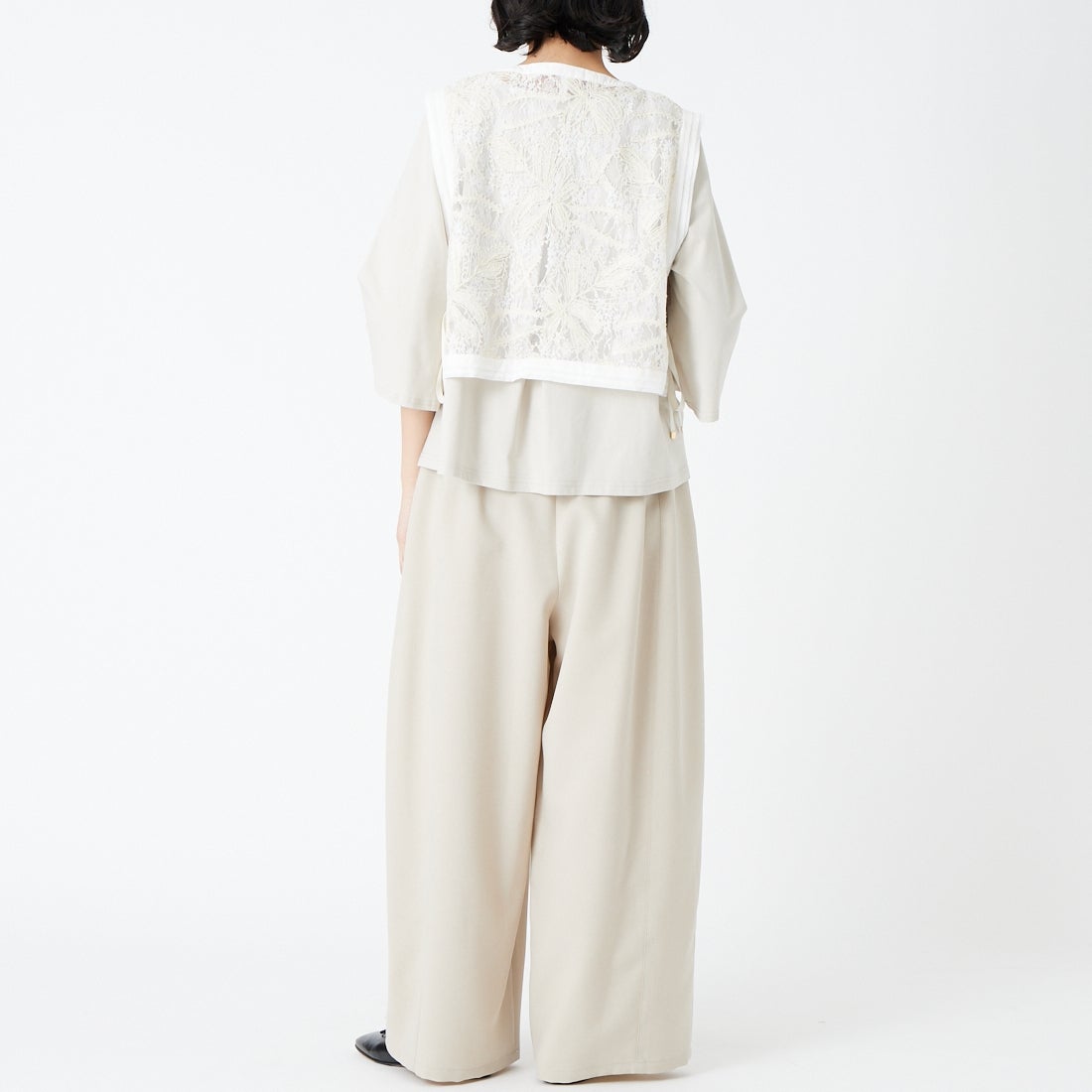 Jeans Factory Clothes [ジーンズファクトリークローズ] ドライトロピカルイージーワイドパンツ [LSJF-01] 19 BGE &&モデル身長：162cm 着用サイズ：36&&