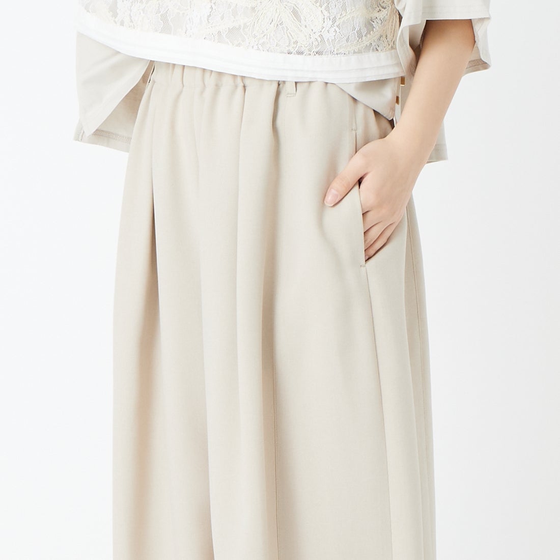 Jeans Factory Clothes [ジーンズファクトリークローズ] ドライトロピカルイージーワイドパンツ [LSJF-01] 19 BGE &&モデル身長：162cm 着用サイズ：36&&