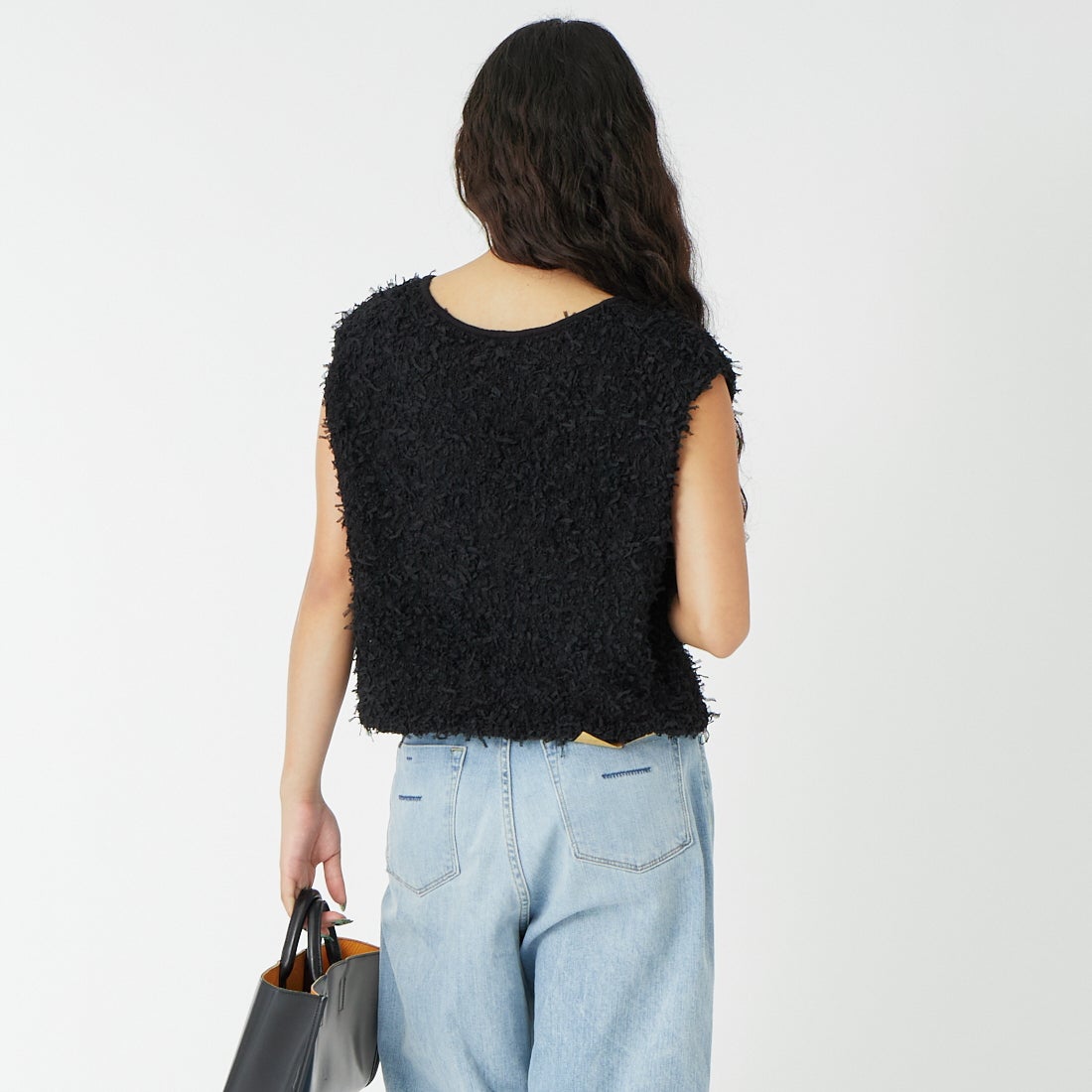 SUGAR ROSE [シュガーローズ] チュールヤーンニットベスト [255000] 12 BLACK &&モデル身長：162cm 着用サイズ：F&&