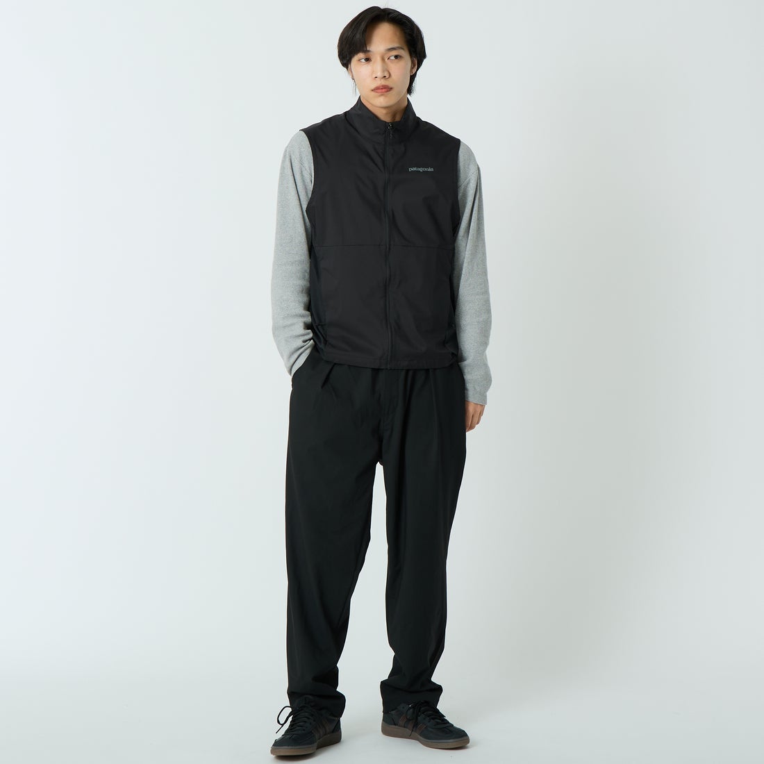 Jeans Factory Clothes [ジーンズファクトリークローズ] SIROトロ 2WAYストレッチワイドテーパードトラウザー [JFC-262-012] 61 BLK &&モデル身長：179cm 着用サイズ：XL&&