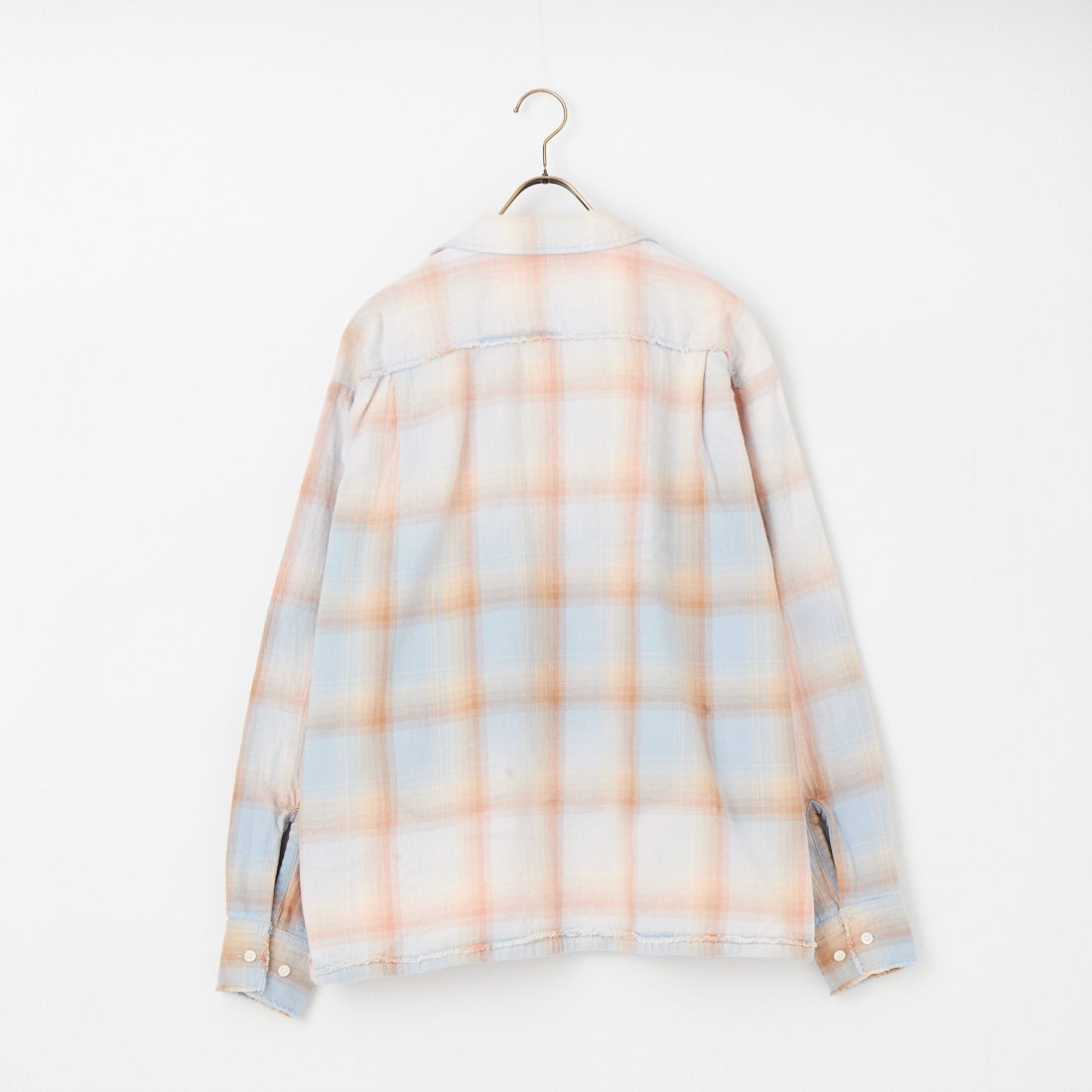 Name. [ネーム] コットンフランネルプレイド オープンカラーシャツ [NMSH-027] SAX