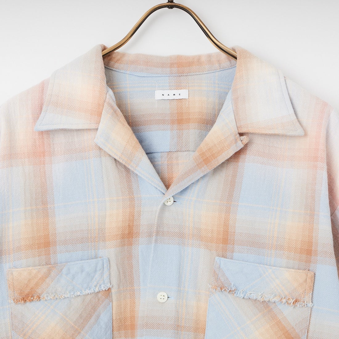 Name. [ネーム] コットンフランネルプレイド オープンカラーシャツ [NMSH-027] SAX