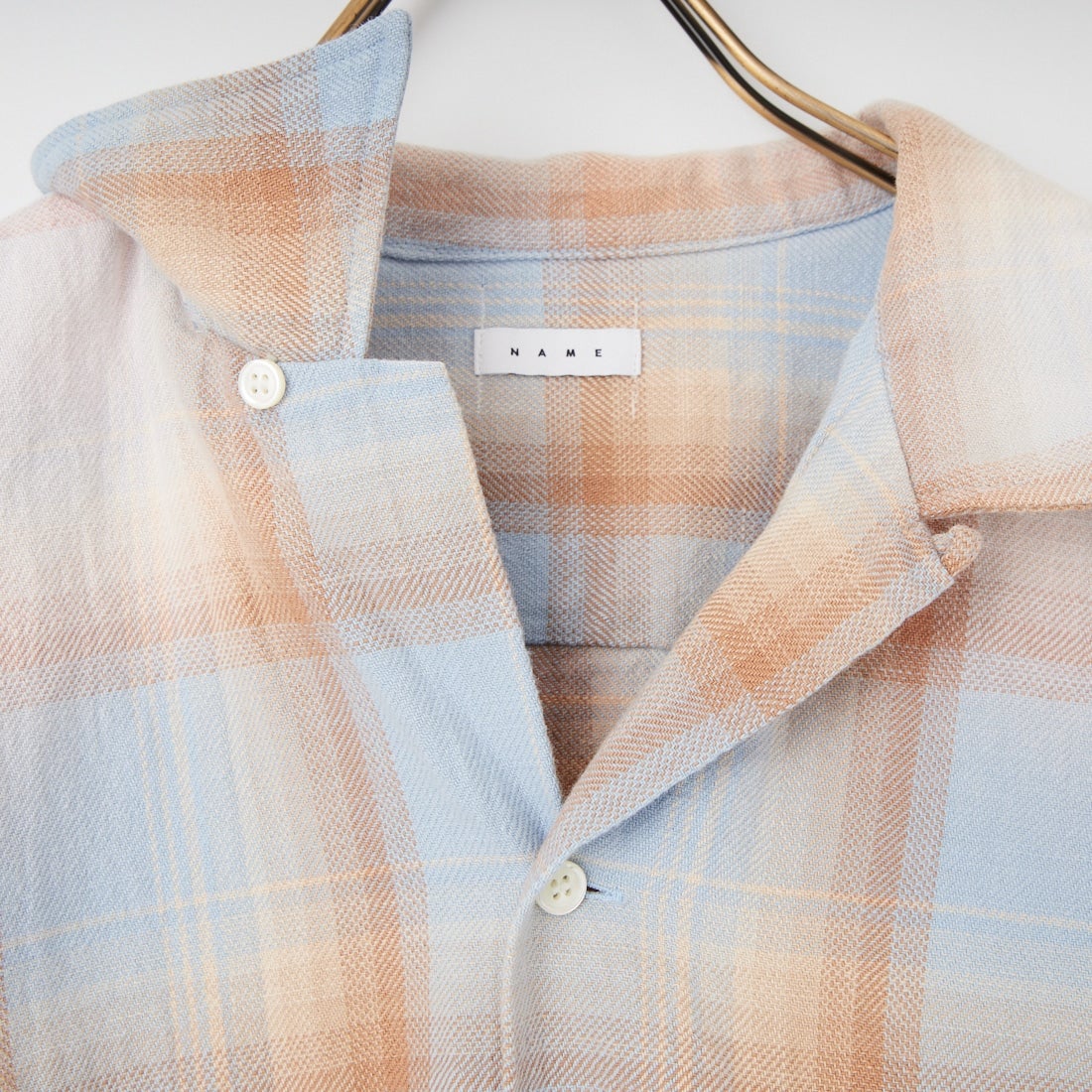 Name. [ネーム] コットンフランネルプレイド オープンカラーシャツ [NMSH-027] SAX