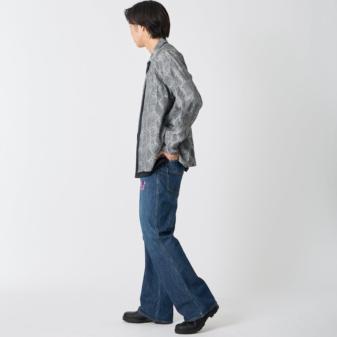 Needles [ニードルズ] パピヨン刺繍ブーツカットジーンズ [SX212] INDIGO &&モデル身長：179cm 着用サイズ：M&&