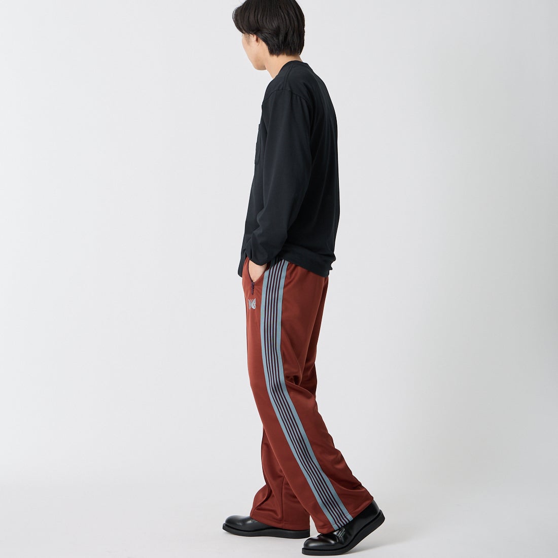 Needles [ニードルズ] ロングスリーブクルーネックTシャツ [SX449] C BLACK &&モデル身長：179cm 着用サイズ：M&&