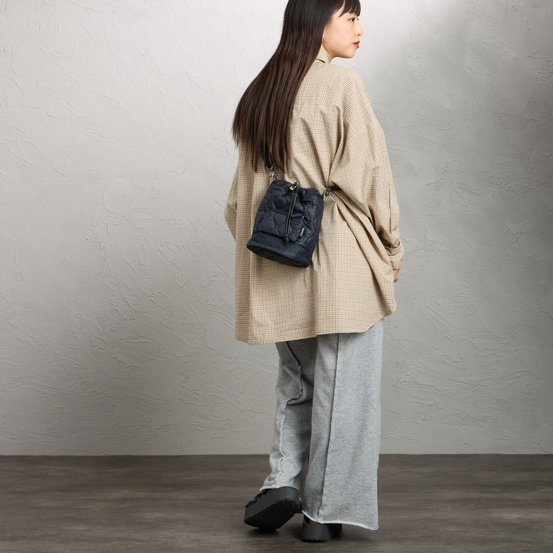 A SCENE [エーシーン] キルト巾着ショルダーバッグ [AS04-010] BLACK