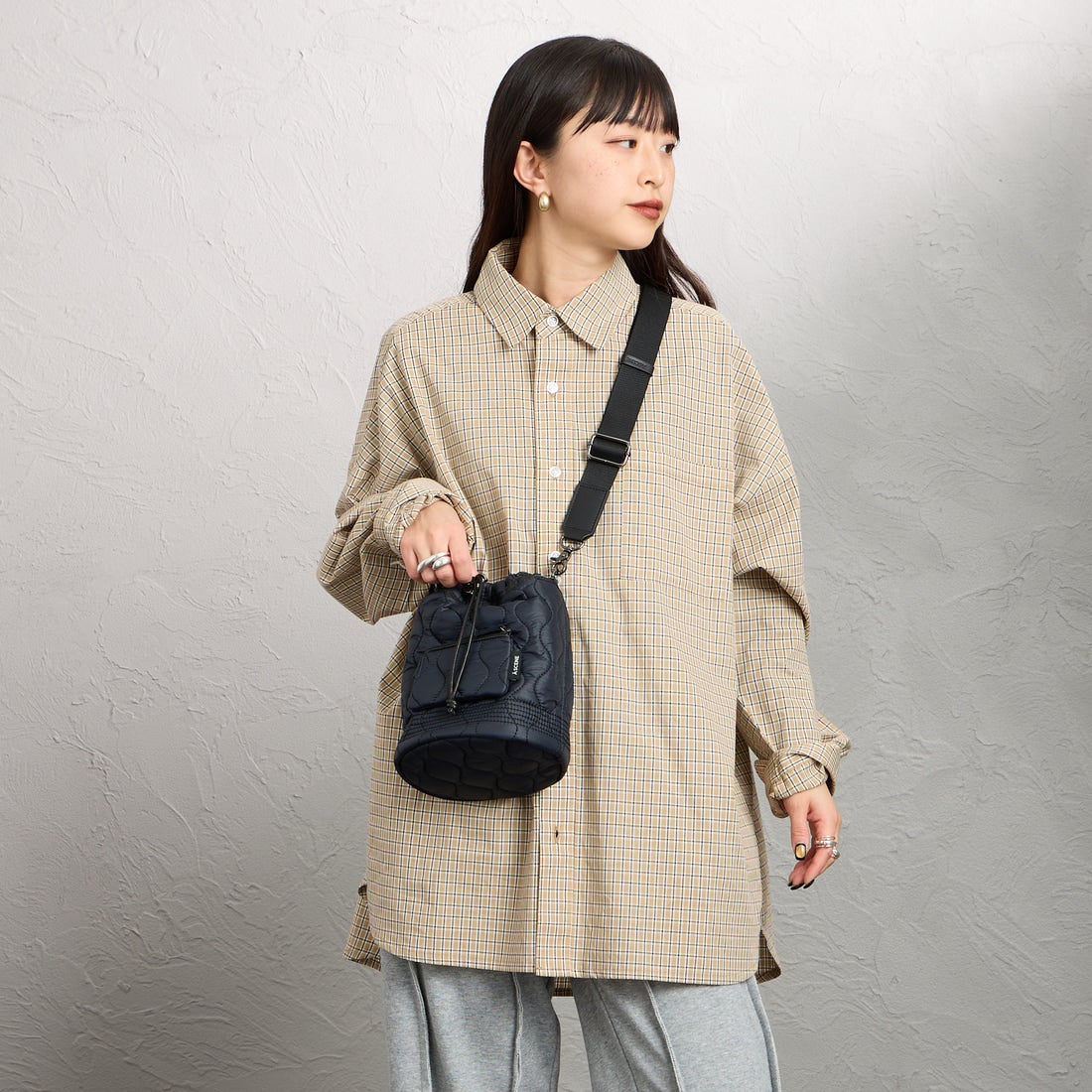 A SCENE [エーシーン] キルト巾着ショルダーバッグ [AS04-010] BLACK