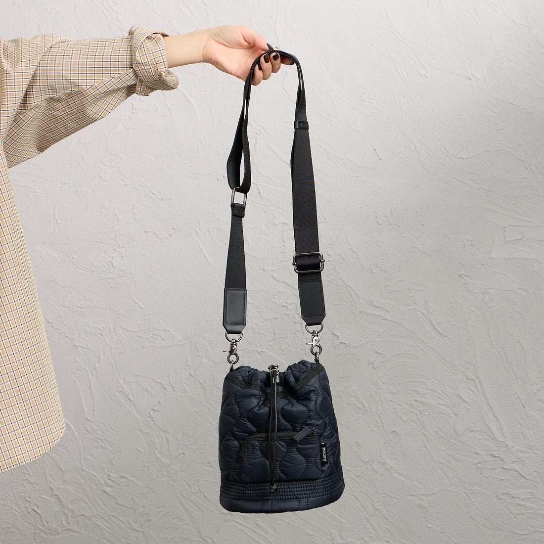 A SCENE [エーシーン] キルト巾着ショルダーバッグ [AS04-010] BLACK