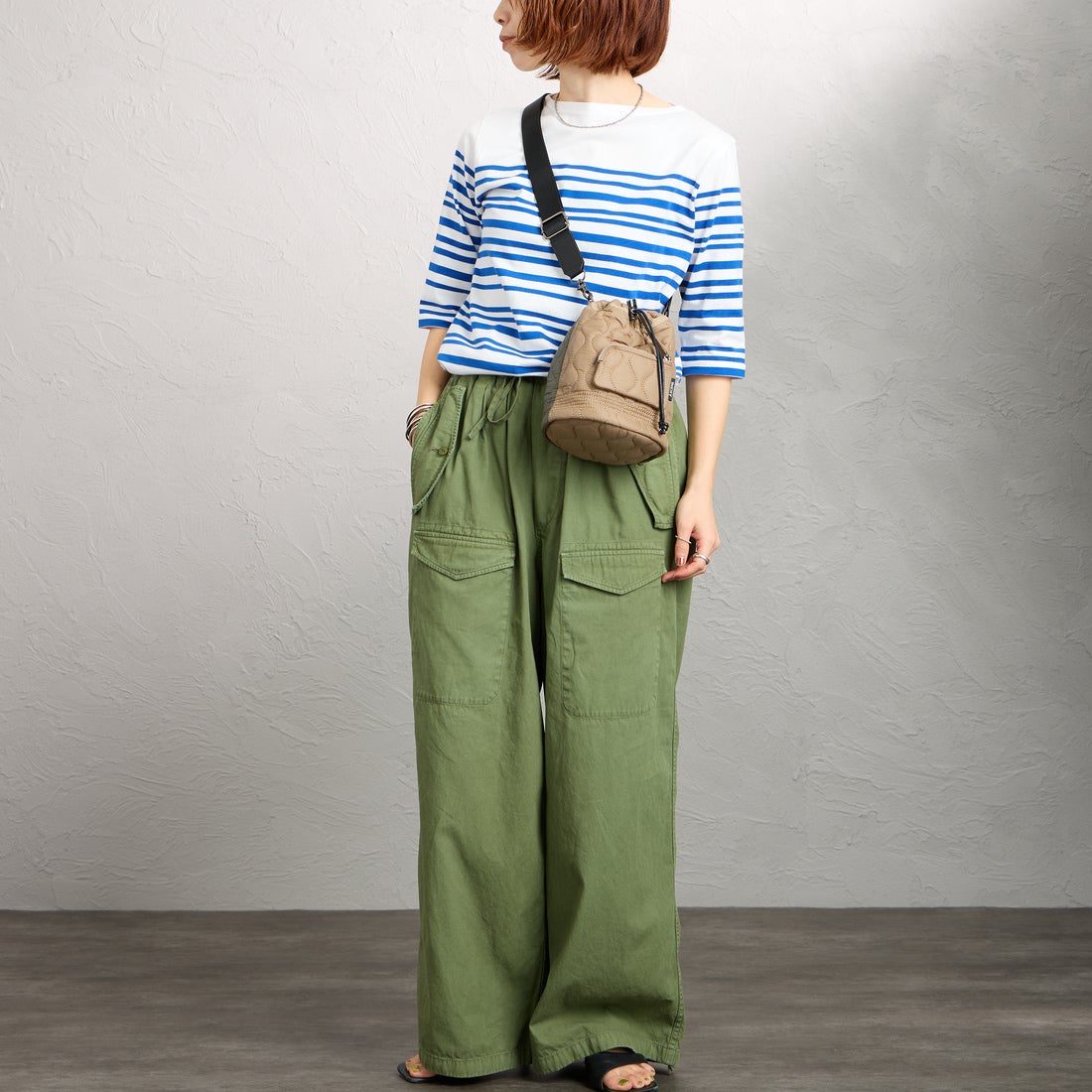 A SCENE [エーシーン] キルト巾着ショルダーバッグ [AS04-010] KHK/BEG