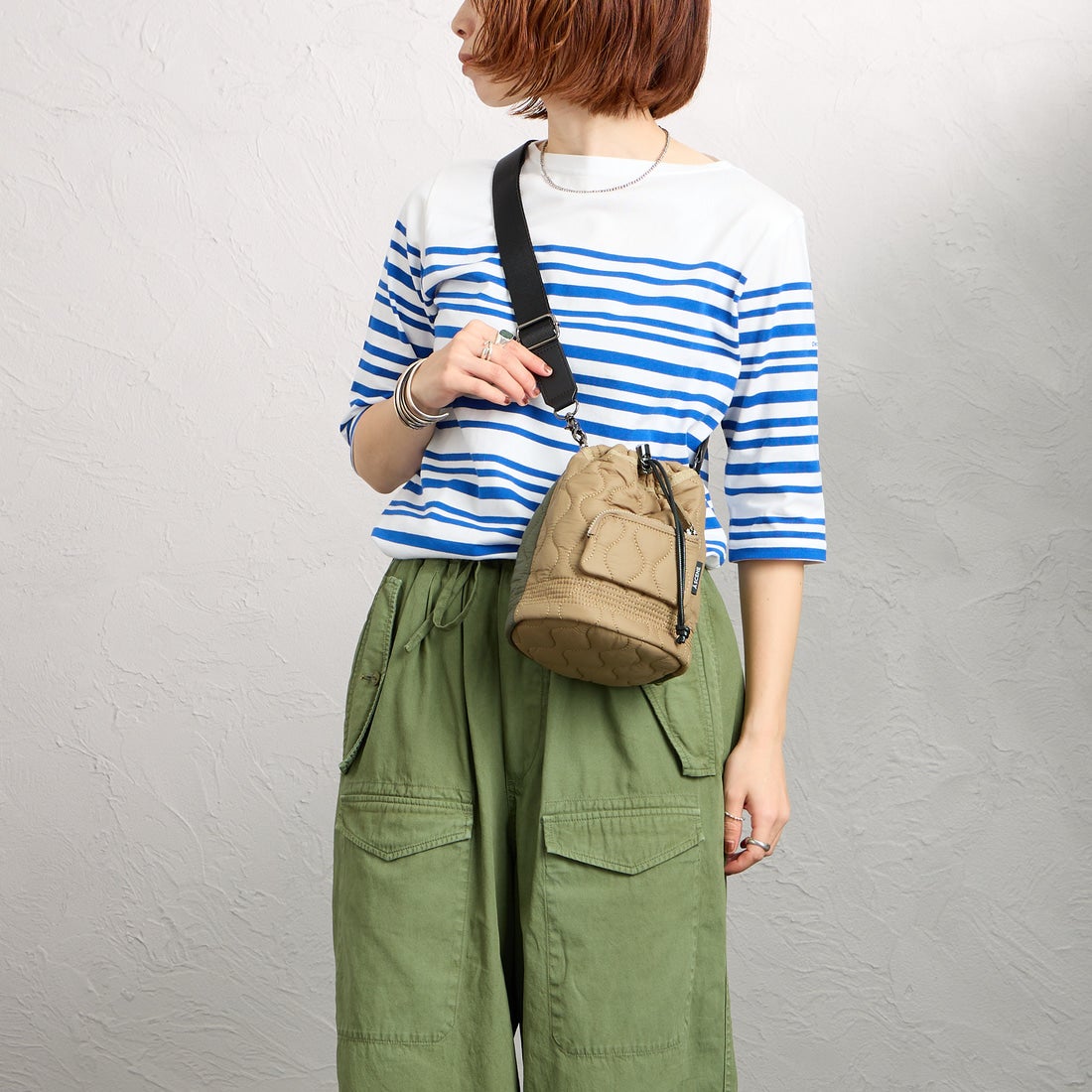 A SCENE [エーシーン] キルト巾着ショルダーバッグ [AS04-010] KHK/BEG