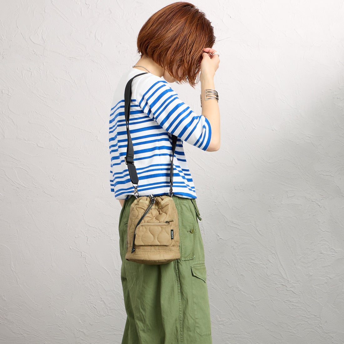 A SCENE [エーシーン] キルト巾着ショルダーバッグ [AS04-010] KHK/BEG