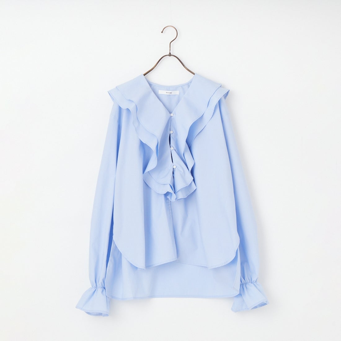 USINE [ユジーヌ] ラッフルカラーフリルブラウス [IN4-SH-6] SAX