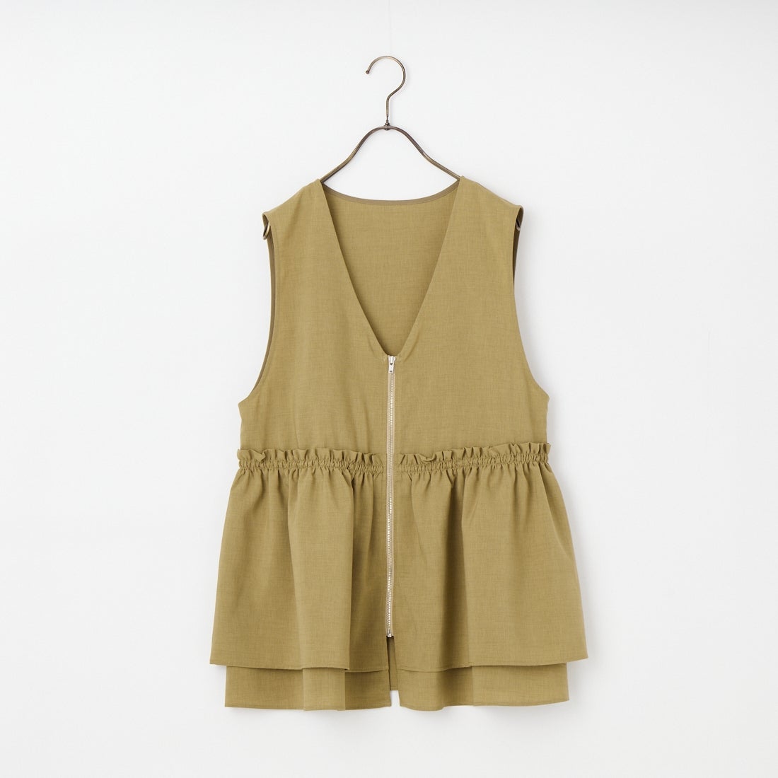 USINE [ユジーヌ] 機能素材ギャザーペプラムベスト [21267056] 033 ﾍﾞｰｼﾞｭ