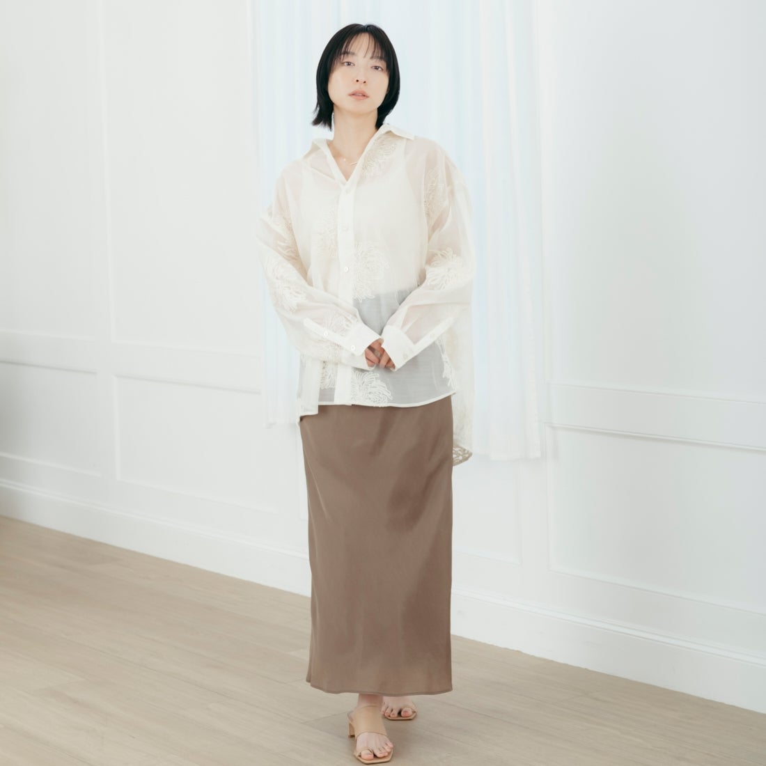 USINE [ユジーヌ] マーメイドスカート [21267063] 033 ﾍﾞｰｼﾞｭ &&モデル身長：165cm 着用サイズ：36&&